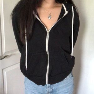 BLACK ZIP UP HOODIE
